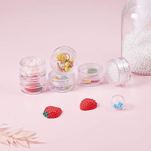 PH PandaHall About 40 Pcs 5 Gram Round Clear Empty Plastic Cosmetic Samples Container Pot Jars with Screw Lids for Make Up, Eye Shadow, Nails, Powder, Gems, Beads, Jewelry, Small Items