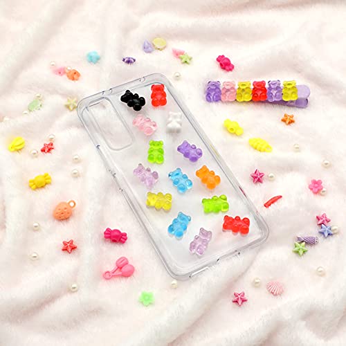 50 Pieces Nail Gummy Bear Charms, Resin Flatbacks Candy Bear Charms for Slime Nails DIY Craft Scrapbooking Phone Case Doll House Stationery Box Decoration(10 Colors)