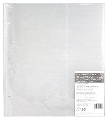 MCS Replacement MBI Refill Pages for Library 400 Pocket Albums, White