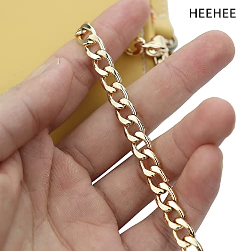 HEEHEE 47.2" Mini Purse Chain Strap More Upscale Color Tone Wearing Comfortable Slim Wide 8mm Quality Metal Flat Chains Handbag Replacement Straps Gold 1 PCS for Shoulder Cross Body Wallet Clutch