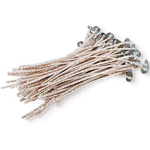 100PCS ECO Candle Wicks for Soy Candles, 6 inch Pre-Waxed Soy Candle Wicks for Candle Making, Thick Candle Wick with Base, DIY Candle