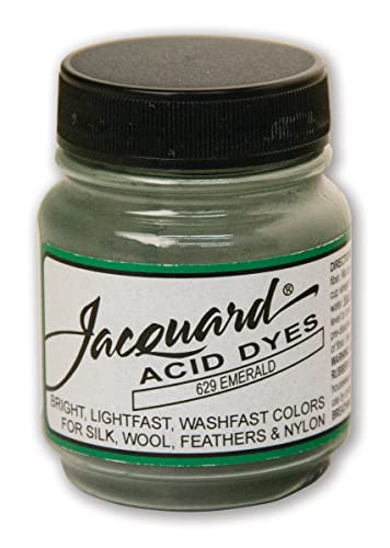 Jacquard Acid Dye - Emerald - 1/2 Oz Net Wt - Acid Dye for Wool - Silk - Feathers - and Nylons - Brilliant Colorfast and Highly Concentrated