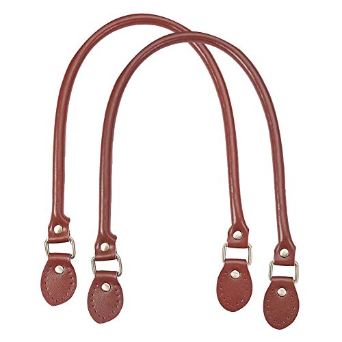 PH PandaHall 2 Pieces 24.2 Inches Leather Purse Handles Handbags Shoulder Bag Strap Replacement with Alloy Clasps for Purses Making Supplies Brown