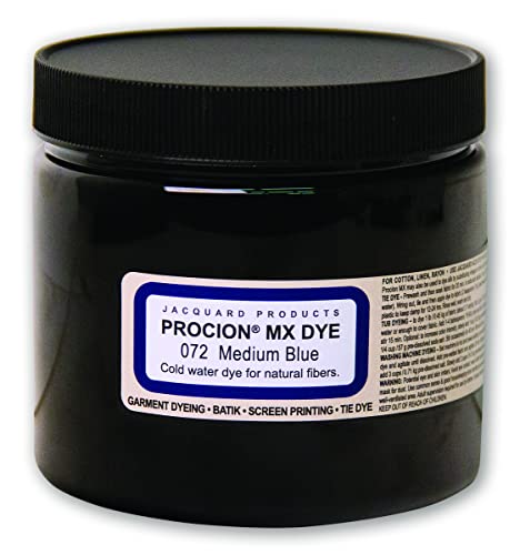 Jacquard Procion Mx Dye - Undisputed King of Tie Dye Powder - Medium Blue - 8oz Net Wt - Cold Water Fiber Reactive Dye Made in USA