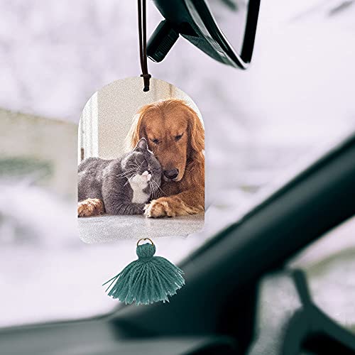 Temlum 40 Pcs Sublimation Air Freshener Blanks with 40 Pcs Tassels, Elastic Rope & Clear Bag, Sublimation Blanks Products DIY Air Freshener for Car & Home Hanging Decoration Sublimation Accessories