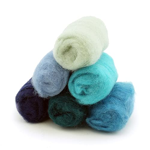Woolbuddy Needle Felting Wool Roving Bag 60g, Beautiful Roving Wool, Handmade Sheepwool, Zero Waste Kit, for Needle Felting Beginner and Adult, Wet Felting, Felting Supplies and Felting Soap (Blue)