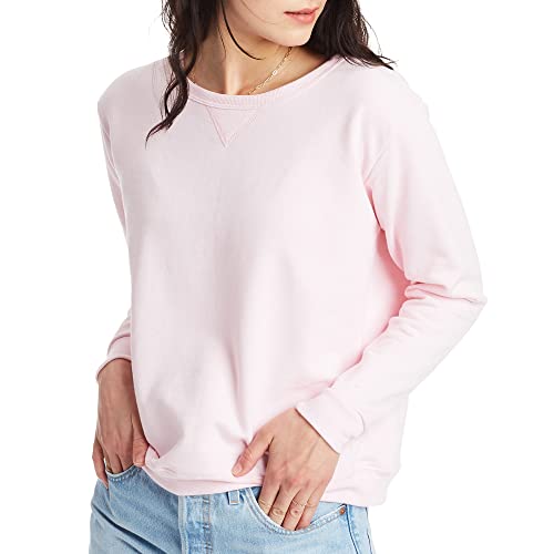 Hanes Women's EcoSmart Crewneck Sweatshirt, Pale Pink, L