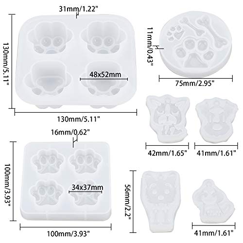 OLYCRAFT 45PCS Pet Theme Silicone Molds Dog Bone & Footprint Resin Molds Silicone Bear Paw Print Casting Mould for Resin Epoxy Crafting Pendant Jewelry Making