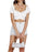 LYANER Women's Satin Ruffle Short Sleeve Tie Up Back Crop Top Off Shoulder Blouse White Medium