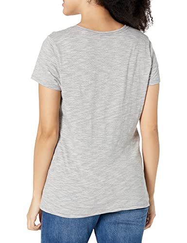Hanes womens Shirred V-neck T-shirt T Shirt, Dada Gray Peach Heather, Large US