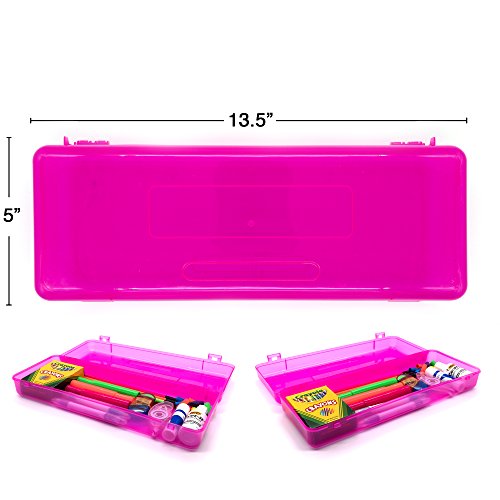 Emraw School Pencil Box - Multipurpose Ruler Length Utility Box, Pencil Box for Girls and Boys Pencils Box to Store pens and Pencils, Durable Plastic Box & Plastic Pencil Holder (4-Pack)
