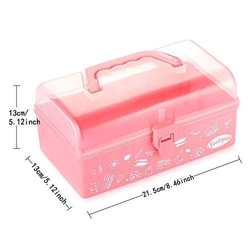 Funtopia Plastic Art Box for Kids, Multi-Purpose Portable Storage Box/Sewing Box/Tool Box for Kids' Toys, Craft and Art Supply, School Supply, Office Supply - Pink