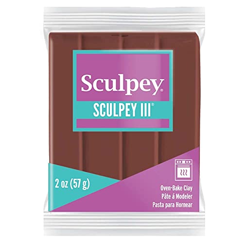 Sculpey III® Polymer Oven-Bake Clay, Chocolate, Non Toxic, 2 oz. bar, Great for modeling, sculpting, holiday, DIY, mixed media and school projects.Perfect for kids & beginners!