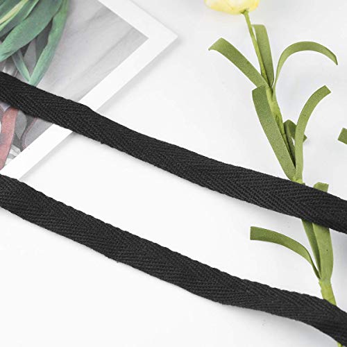 Abbaoww 50 Yards Cotton Twill Tape Ribbon 1 Inch, Soft Natural Webbing Tape Herringbone Tape for Sewing DIY Craft, Black