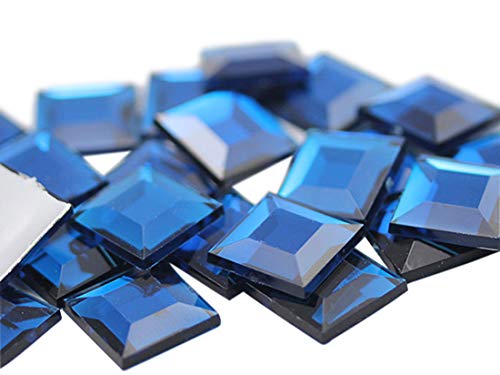 Allstarco Flat Back Square Acrylic Rhinestones 15mm Plastic Gems Costume Jewels Embelishments for Jewelry Making - 30 Pieces (Blue Capri .CB)