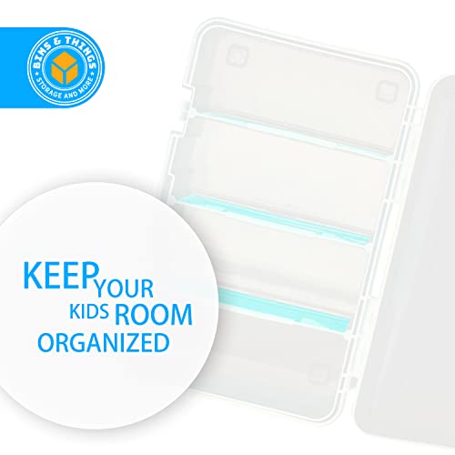 Bins & Things Storage Container with Organizers - 4 Compartments 8x4x14 (inches) - Blue - Craft Storage / Craft Organizers and Storage - Bead Organizer Box/Art Supply Organizer - Art Supply Storage Organizer