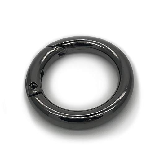 4Pcs Spring Clip Round Carabiner Ring, 1" Diameter O Ring Snap Clip Trigger Spring Keyring Buckle Organizing Accessory/Metal Secure Holder/Durable and Rust-Proof (Nickel-Black)