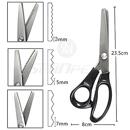 Professional Pinking Shears, Comfort Grip Handle Stainless Steel Dressmaking Scissors Sewing Art Craft Cut Tool, Serrated and Scalloped Blade Cutting Scissor for Fabric Decoration (Scalloped 10mm)