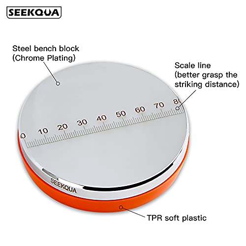 SEEKQUA Professional Steel Bench Block with Silicone Backing, with Smooth Surface and Graduated Scale for Metal Working and Jewelry Stamping