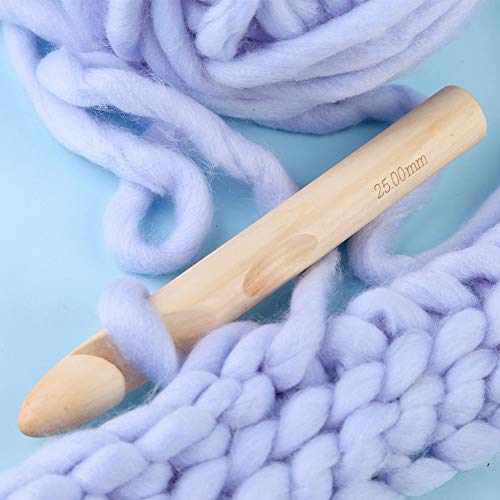 Wooden Crochet Hooks, 25mm Wooden Handle Crochet Hook Bamboo Knitting Crochet Needles with 10 pcs Knitting Stitch Markers for Handcraft Crocheting