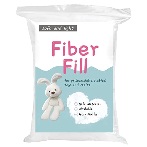 300g/10.6oz Polyester Fiber Fill, Stuffing Pillow Filling Stuffing Cushion Filling, Batting High Resilience Fill Fiber, Stuffing for Stuffed Animals/DIY Crafts (White)