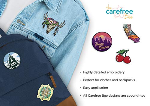 The Carefree Bee - Large Assorted Set of 15 Aesthetic, Hipster and Feminist Iron On Patches for Jackets Backpacks Jeans and Clothes | Each Embroidered Patch is Durable and Sticks To All Fabric (Set 1)