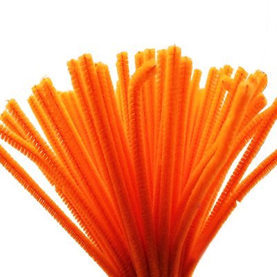 Caryko Super Fuzzy Chenille Stems Pipe Cleaners, Pack of 100 (Orange)