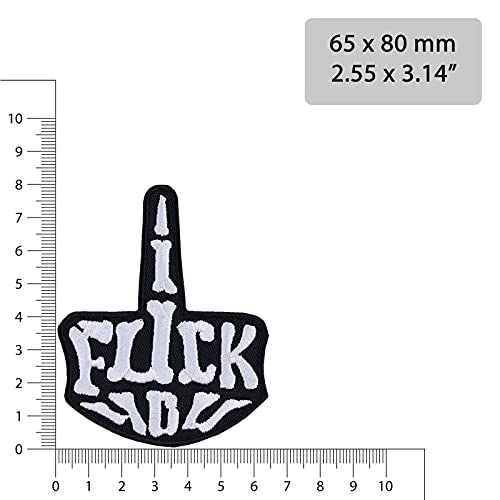 Middle Finger Sew on Patch - F--K You Iron on Patches for Fighters, Boxers, Wrestlers, Bikers - Wildly Popular Embroidery Patch for Jackets, Jeans, Backpacks, Hats, Shirts - 3.14x2.55 in