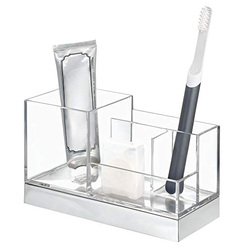 iDesign Clarity Square Vanity Center, Storage Container for Cosmetics, Dental Supplies, Hair Care