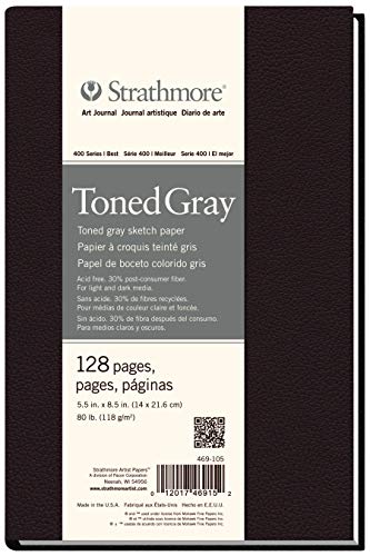 Strathmore 469-105 Hardbound Art Journal,128 Pages, 5.5 by 8.5", Toned Gray