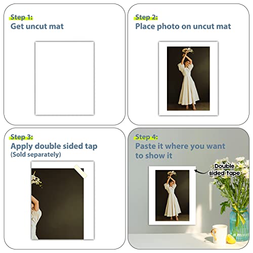 Golden State Art, 8x10 White Uncut Mat for Pictures/Frames - Pack of 10 - Acid-Free Mat Boards for Artworks, Prints, Photographs - Great for Weddings, Engagements, Graduations - Signature Friendly
