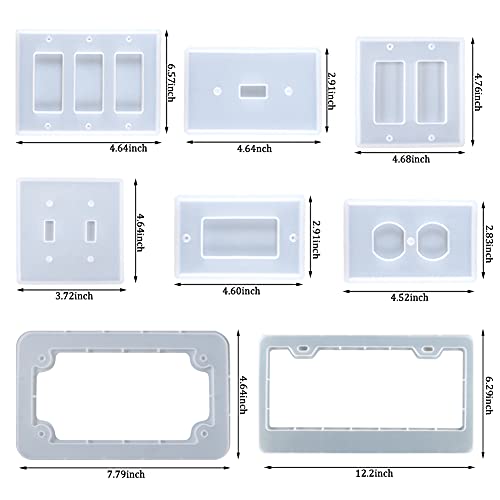 8Pcs Resin Mold Set, License Plate Silicone Mold & Light Switch and Outlet Molds DIY Switch Panel License Plate Epoxy Resin Mold for DIY Handmade Resin Crafts Making Home Decor