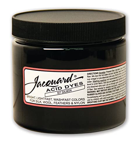 Jacquard Acid Dye - Salmon - 8 Oz Net Wt - Acid Dye for Wool - Silk - Feathers - and Nylons - Brilliant Colorfast and Highly Concentrated