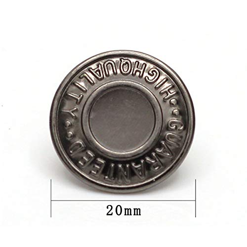 12 Sets No-Sew Permanent Buttons Jean Tack Buttons 20mm (Gun Black)