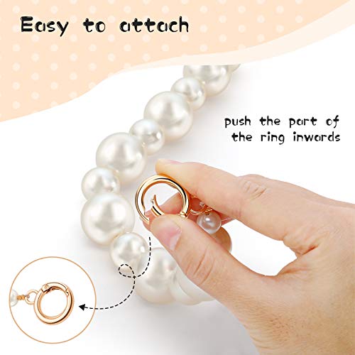 2 Pieces Large Imitation Pearl Bead Handle Chain Short Handbag Purse Chain Replacement Bag Chain Accessories with Golden Clasp for Purse Bags Women (2 cm, 1.4 cm)