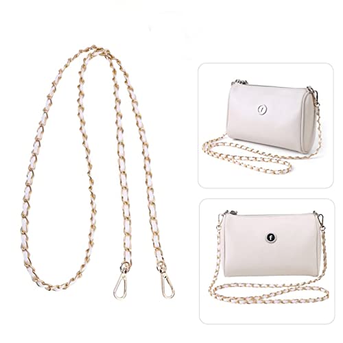 WOLAIYE Shoulder Bag Strap Metal Leather Handbag Chain Women Replacement (White)