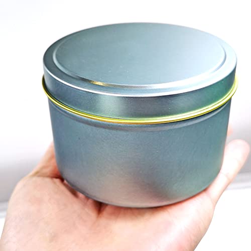 Candle Tins 8oz, 12Pcs Metal Candle Tins for DIY Candle Big Candle Container Tins for Candle Making Light Blue Champagne Rose Gold Cantainer Tins