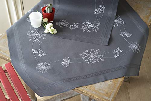 Vervaco Cross Stitch Tablecloth Kit White Flowers 32" x 32"