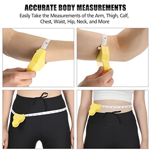 Body Tape Measure, 4PCS Measuring Tape for Body 60 Inch(150cm), Retractable Soft Body Measurement Tape for Weight Loss, Fitness, Tailoring, Sewing, Crafting Clothes, Black+ Yellow
