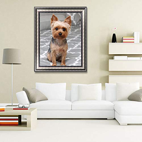 5D DIY Diamond Painting Yorkie Dog Yorkshire Terrier 11.7x15.8inch/30x40cm Full Drill Round Drill Rhinestone Embroidery for Wall Decoration