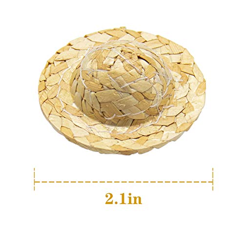 AUEAR, Straw Hat Miniature Knitting Hat Mini Straw Hat for DIY Craft Decoration Accessories (2.1 Inch, Set of 9)