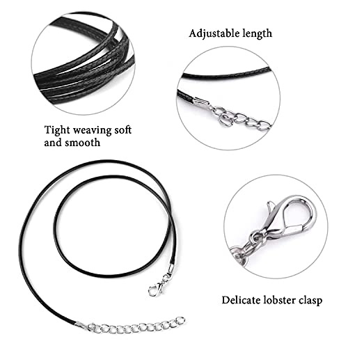 48 PCS Waxed Necklace Cord, 6 Assorted Colors Necklace Rope, Leather Necklace Cord with Clasp for Jewelry Making, Cord Necklace for Bracelet, Beads, Pendants, Charms