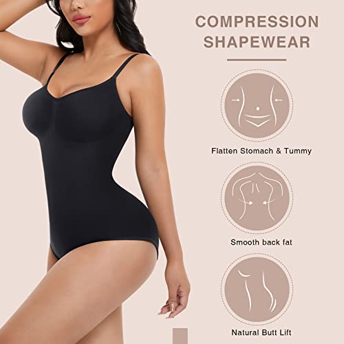FeelinGirl Fajas Colombianas Full Body Shaper for Women Tummy Control Seamless Bodysuit Butt Lifter Faja Black 3XL-4XL