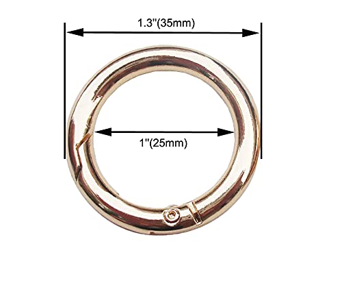 Bobeey 8pcs Light Gold Spring O Ring,Round Carabiner Snap Clip Trigger Spring Keyring Buckle,O Ring for Bags,Purses BBC3 (1''(2.5cm), Light Gold)…