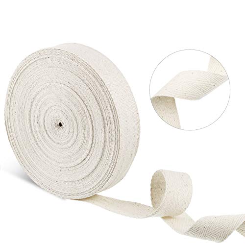 Twill Tape Ribbon Soft Natural Twill Tape Herringbone Webbing Tape Sewing Twill Ribbon for DIY Craft Making (Beige, 1 Inch, 27 Yards)