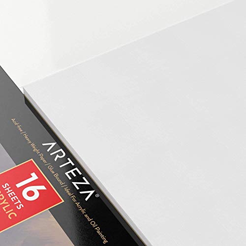 Arteza Acrylic Pad, Pack of 2, 11 x 14 Inches, 16 Sheets Each, Heavy 246-lb Art Paper, Art Supplies for Acrylic Painting, Oil Painting, & Drawing