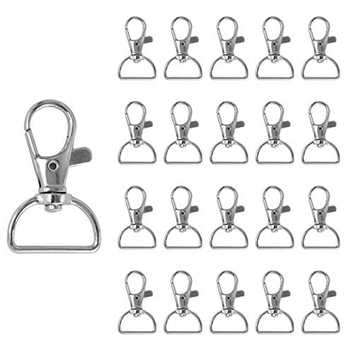 80 Pack Silver Lanyard Swivel Snap D Ring Hooks for Crafts and Purse Hardware (1.5” L X 0.75” W)