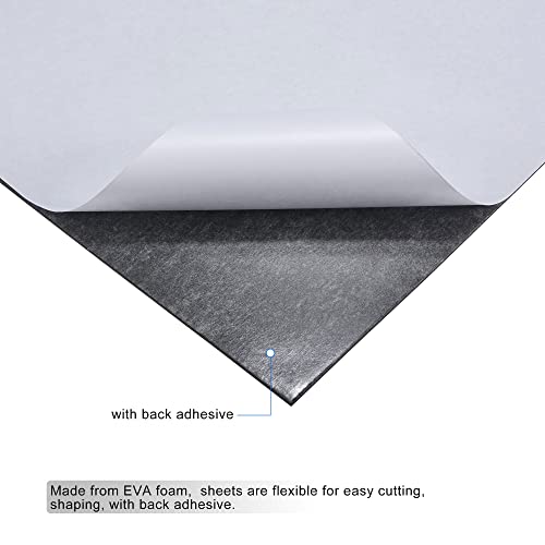 MECCANIXITY EVA Foam Sheets Black Self Adhesive Back 6.56ft x 11.8 Inch 2mm Thickness