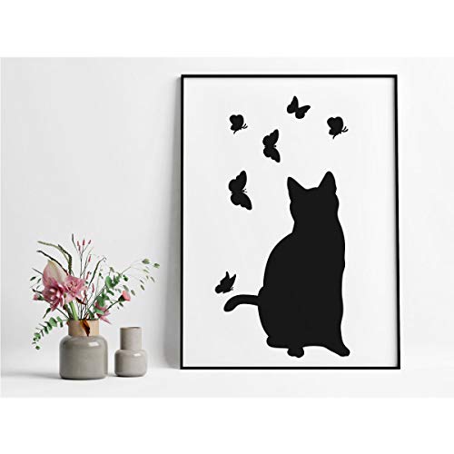 Cat Butterfly Stencils, 3 Pcs Reusable Template A4 Size for Painting on Wood Fabric Canvas Wall DIY Art Projects 11.7"x 8.3"