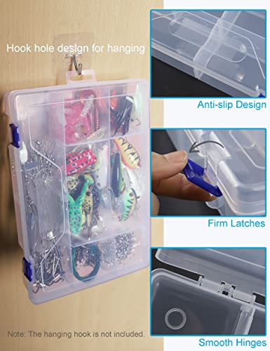 Beoccudo Tackle Box Beads Organizer Tackle Boxes with Dividers Plastic Storage Large 10 Grids Box Jewelry Compartment Container